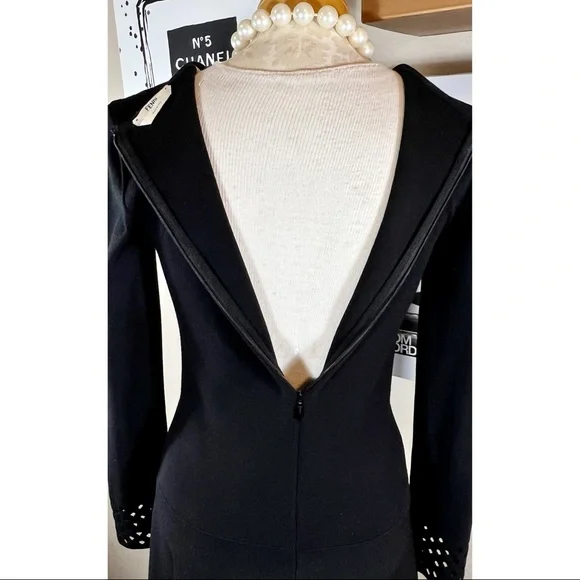 Fendi Black Perforated Long Sleeved Midi Dress - Picture 5 of 11